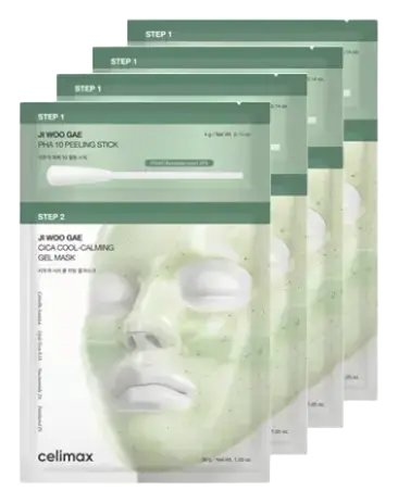 Ji Woo Gae Cica Pha Peel 2-Step Gel Mask 1ea (4 g / Net Wt. 0.14 oz. + 30 g / Net Wt. 1.05 oz.)
